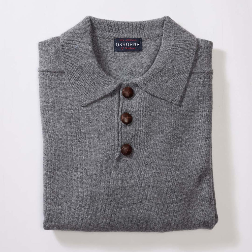 Lambswool polo sweater - Grey Mix