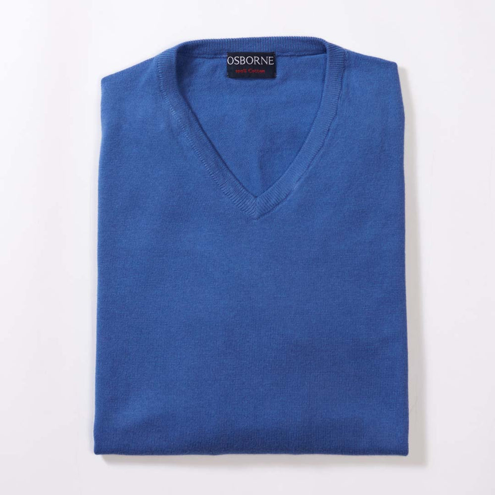 Cotone collo a V - Mid blue