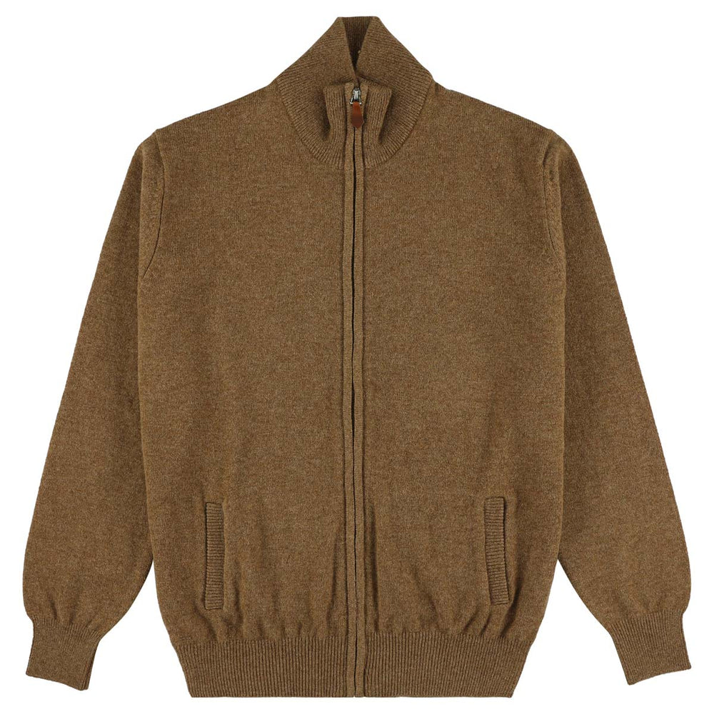 Lana d'agnello cardigan con zip - Driftwood