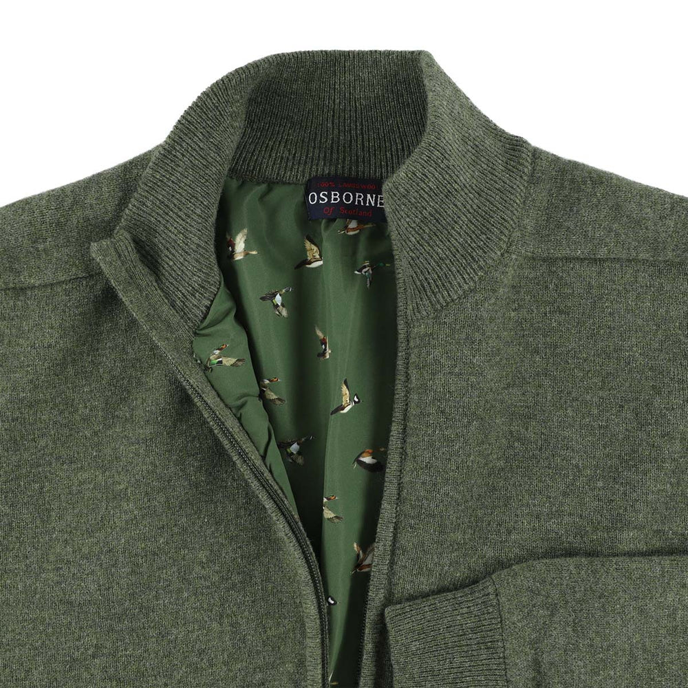 Lambswool windstopper zipped cardigan - Landscape - Duck lining