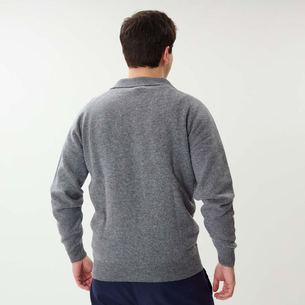 Lammwolle Polopullover - Grey Mix