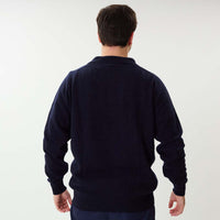 Lammwolle Polopullover - Indigo Melange