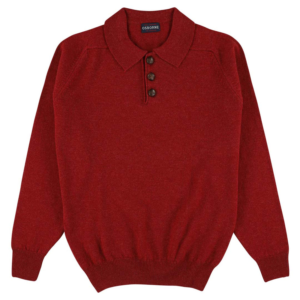 Lambswool polo sweater - Poppy Melange