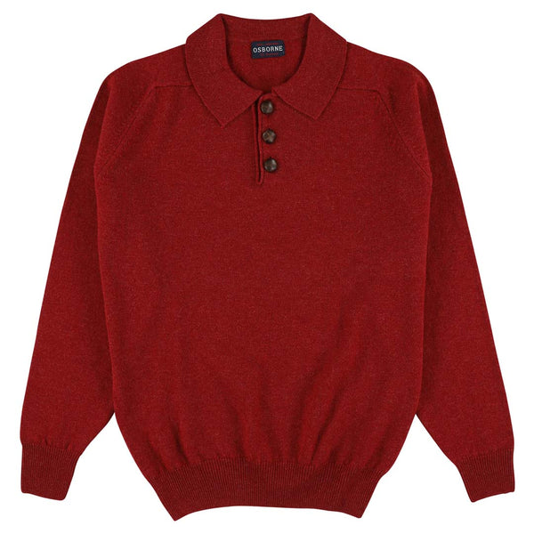 Lambswool polo sweater - Poppy Melange