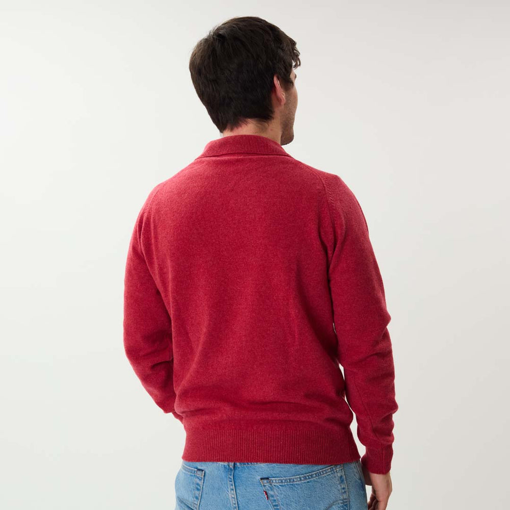 Lammwolle Polopullover - Rouge