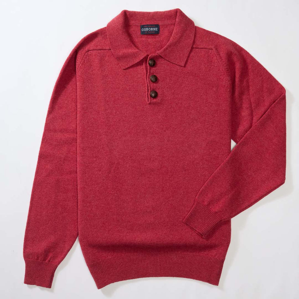 Lammwolle Polopullover - Rouge