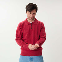 Lammwolle Polopullover - Rouge