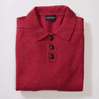 Lammwolle Polopullover - Rouge