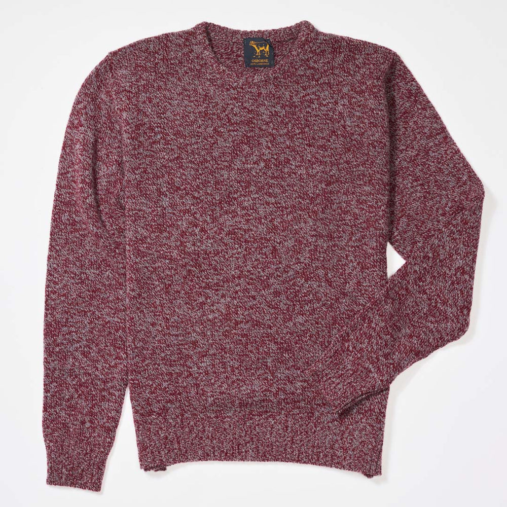 Lambswool molted crew neck - Bordeaux/Grey Mix