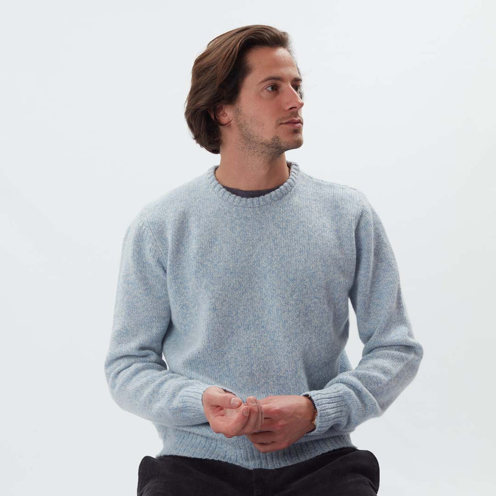 Lambswool molted crew neck - Glacier ecru