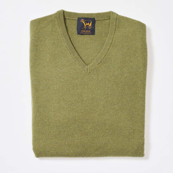 Lambswool V-neck - Green Bean