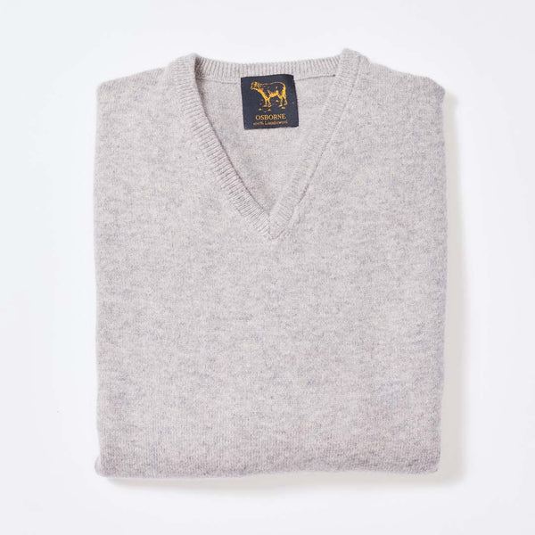 Lammwolle V-Ausschnitt - Light Grey